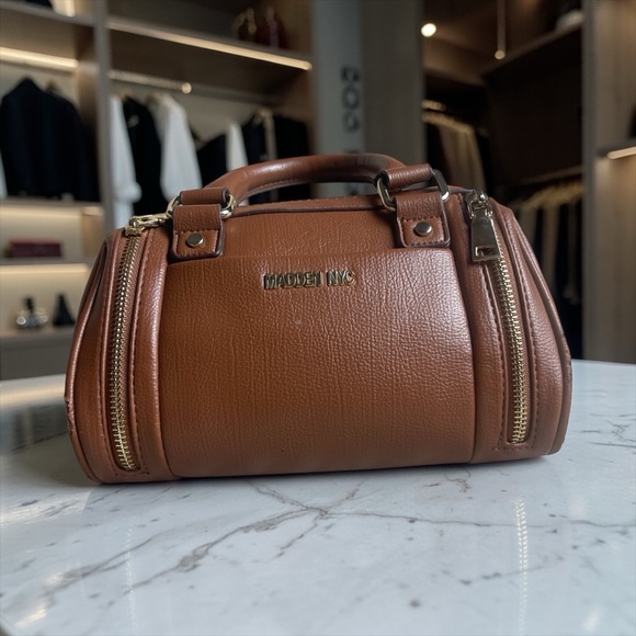 Madden Nyc Handbags - Madden NYC Tan Leather Satchel with Gold Hardware